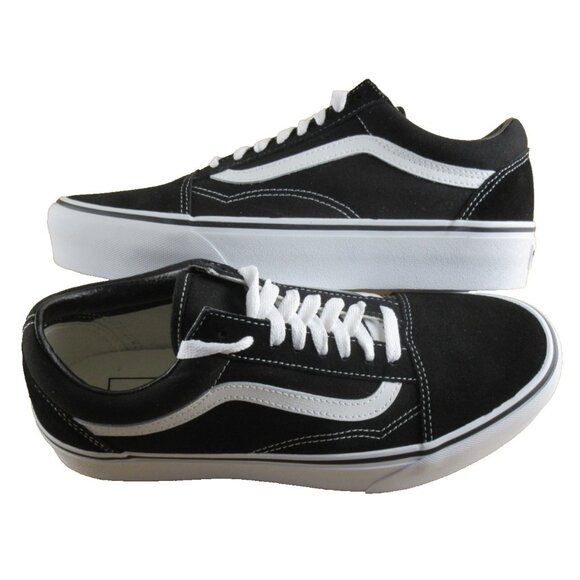 Vans Women's Old Skool Platform Black White Canvas Suede Shoes Size 9.5 NIB - Picture 1 of 7